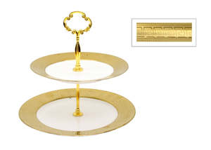 Kitchen: Cake stand 2 tier Grecian key