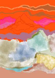 Art Print A4 Assorted: Orange Mountain