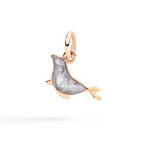 DoDo Charm SEAL Grey Pearl Enamel & 9kt Rose Gold
