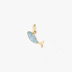 Dodo Animals: DoDo Charm FISH 18k Yellow Gold with Blue Pearl Enamel