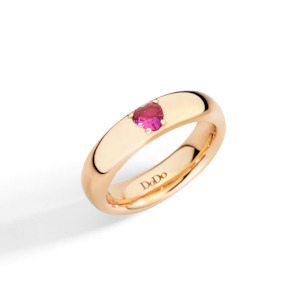 Dodo Love: DoDo Heart Ring in 9K Rose Gold and Pink Heart Synthetic Ruby