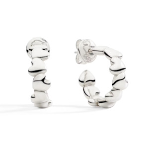 Dodo Love: Dodo Heart Hoop Earrings in Sterling Silver