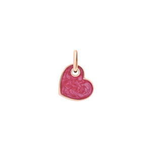 Dodo Love: DoDo HEART Charm Mother of Pearl Enamel in Raspberry Pink