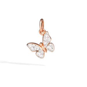 Dodo Butterfly Charm in 9k Rose Gold and White Diamonds