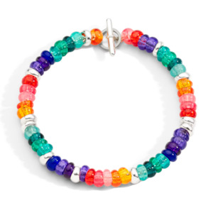 Dodo Rondelle Bracelet in Sterling Silver with Recycled Plastic (Rainbow)