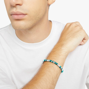 Dodo Rondelle Bracelet in Sterling Silver with Recycled Plastic (Dark Blue)