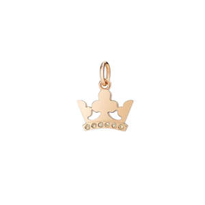 DoDo King Crown Charm Brown Diamonds and Rose Gold