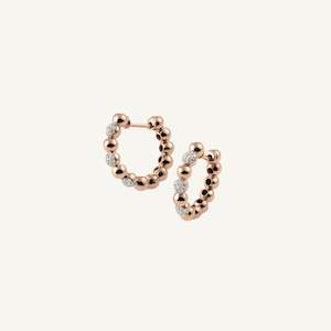Al Coro Palladio: Al Coro Palladio Hoop Earrings in 18k Rose Gold with Diamonds