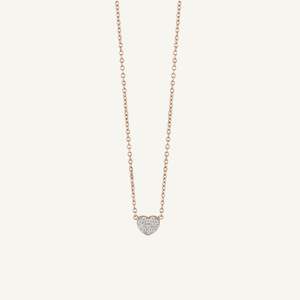 Al Coro Palladio Heart Necklace in 18k Rose Gold with Diamonds and Black Sapphires