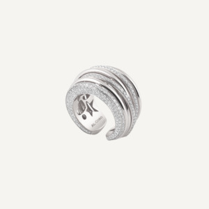 Al Coro Mezzaluna Diamond Ring in 18k White Gold