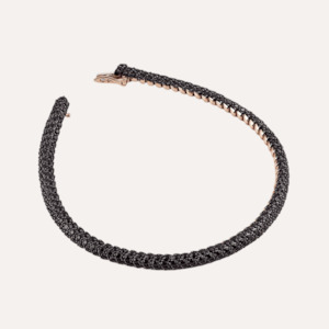 Al Coro Amori: Al Coro Amori Bracelet in 18k Rose Gold with Black Sapphires