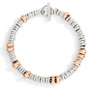 Dodo Rondelle: DoDo Rondelle Bracelet in Silver with Rose Gold Beads