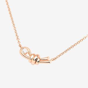 Dodo Nodo: DoDo Necklace NODO Rose Gold with One White Diamond