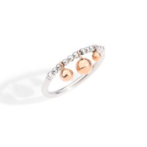 Dodo Bollicine Ring in Sterling Silver with Rose Gold and Silver Spheres