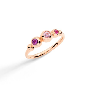 Dodo Bollicine Gemstone Ring in 9K Rose Gold with Pink Sapphire