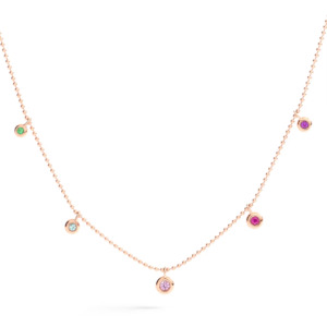 Dodo Bollicine: Dodo Bollicine Necklace in 9K Rose Gold with Five Coloured Gemstones