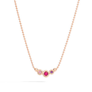 Dodo Bollicine Necklace in 9K Rose Gold with Pink Sapphire, Ruby and Amethyst