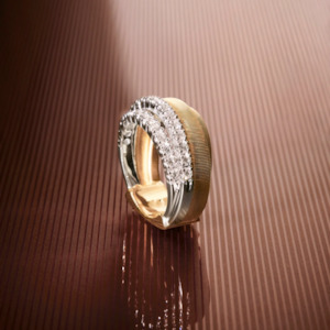 Marco Bicego Masai 4 Strand 18k Gold Coil 2 Pavè Band Diamond Ring