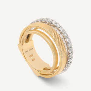 Marco Bicego Masai 4 Strand 18k Gold Coil Pavè Diamond Ring