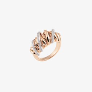 Al Coro Serenata Diamond Ring in 18k Rose Gold (M)