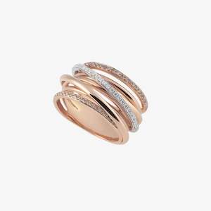 Al Coro Serenata White Diamond and Brown Diamond Ring in 18k Rose Gold