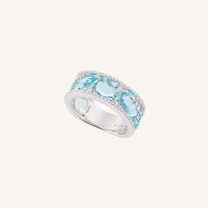 Al Coro Candy Blue Topaz and Diamond Ring