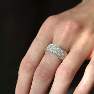 Hulchi Belluni Rings: Hulchi Belluni Diamond Pave 18k White Gold Ring