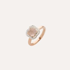 Quadrifoglio Ring in 18k Rose Gold with Pink Quartz and Diamonds