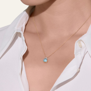 Pomellato Necklaces: Pomellato Nudo Mini Necklace with Sky Blue Topaz and Diamonds