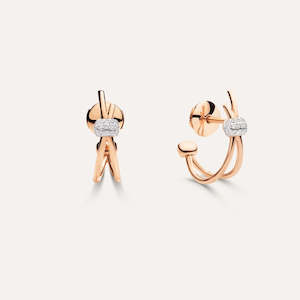 Pomellato Necklaces: Pomellato Together Crossover Diamond Earrings in 18k Gold with Diamonds