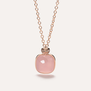 Pomellato Necklaces: Pomellato Nudo Necklace 18k Rose Gold with Chalcedony ad Brown Diamonds