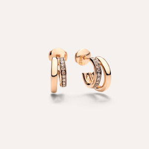 Pomellato Together Double Loop Earrings in 18k Rose Gold with Brown Diamonds