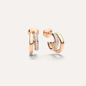Pomellato Together Double Loop Earrings in 18k Rose Gold with White Diamonds
