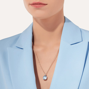 Pomellato Necklaces: Pomellato Nudo Necklace with Sky Blue Topaz and Diamonds