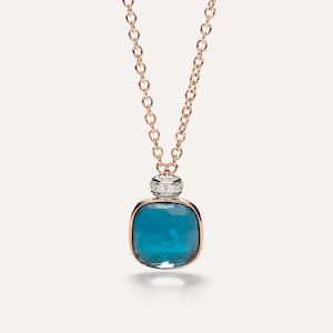 Pomellato Necklaces: Pomellato Nudo Necklace with London Blue Topaz and Diamonds