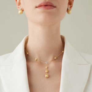 Marco Bicego Africa 18K Yellow Gold Lariat Necklace With Diamonds