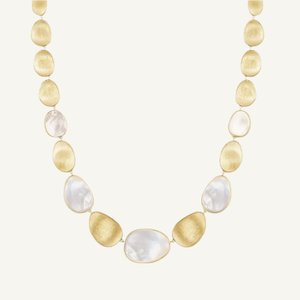 Marco Bicego Lunaria 18k Gold Disc and Mother of Pearl Necklace