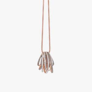 Al Coro Necklaces: Al Coro Serenata Diamond Pendant with White and Brown Diamonds in 18k Rose Gold