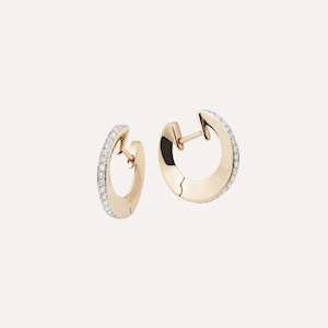 Al Coro Mezzaluna Diamond Detail Gold Hoop Earrings