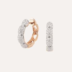 Al Coro Necklaces: Al Coro La Piazza Hoop Earrings White Diamonds in 18k Gold