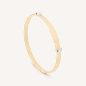 Marco Bicego 18K Yellow Gold Thin Bangle Bracelet With Diamond Pavés