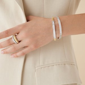 Marco Bicego Bracelets: Marco Bicego Masai 18K Gold and Diamond Pavé Thin Bangle Bracelet