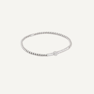 Al Coro Stretchy Bracelet in 18k White Gold with Diamond Moving Disc Detail