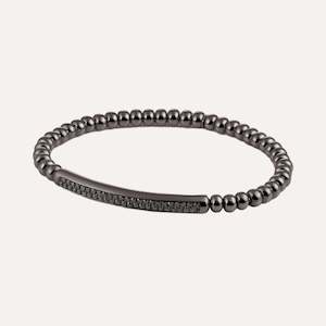 Al Coro Stretchy Men's Bracelet with Double Black Sapphires