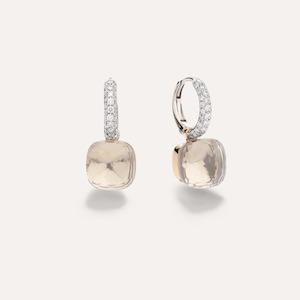 Pomellato Earrings: Pomellato Nudo 18k Gold White Topaz and Diamond Earrings
