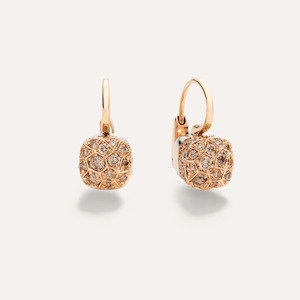 Pomellato Earrings: Pomellato Nudo 18k Gold and Brown Diamond Earrings