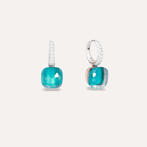 Pomellato Nudo Earrings Diamonds Blue Topaz and Agate