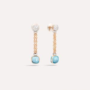 Pomellato Earrings: Pomellato Nudo Pendant Earrings Diamonds Sky Blue Topaz