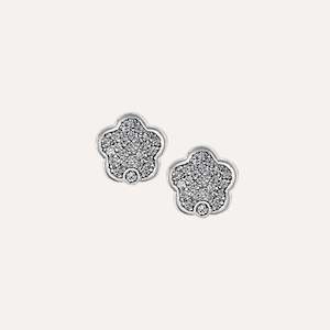 Hulchi Belluni Earrings: Magritte Stud Earrings in 18k White Gold with Diamonds