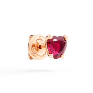 Dodo Earrings: DoDo Heart Earring Rose Gold Stud with Synthetic Ruby